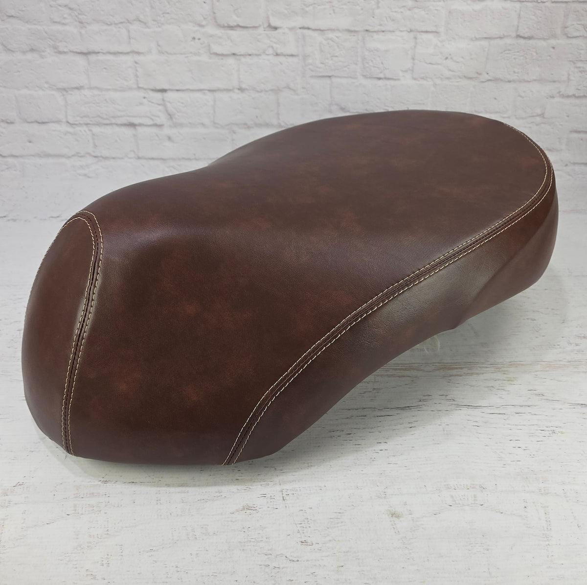 READY TO SHIP! Honda Metropolitan Whiskey Brown Seat Cover, handmade Honda Metropolitan seat cover by Cheeky Seats, product detail view 7