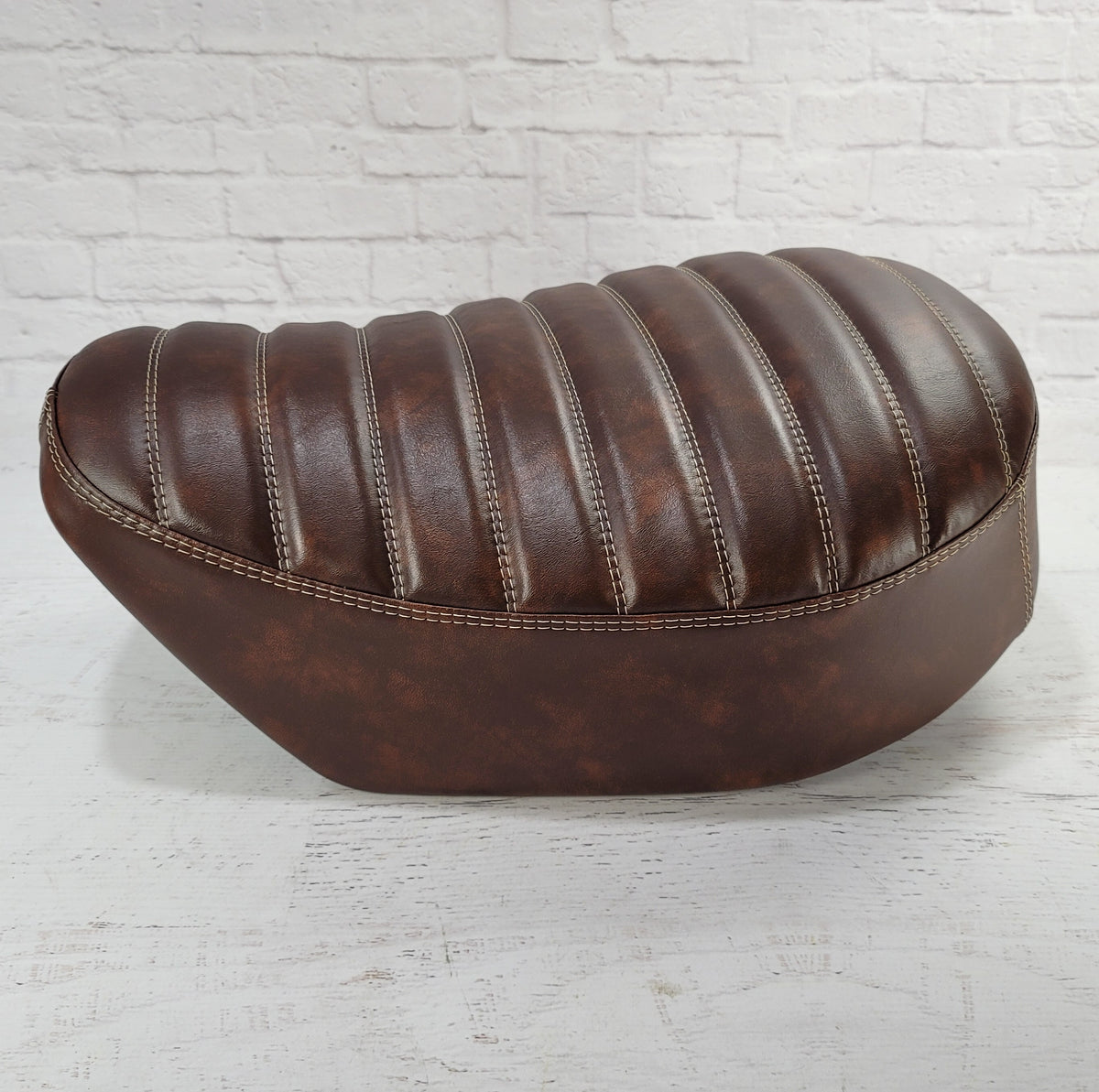 Honda Monkey padded Whiskey Brown tuck-and-roll seat cover