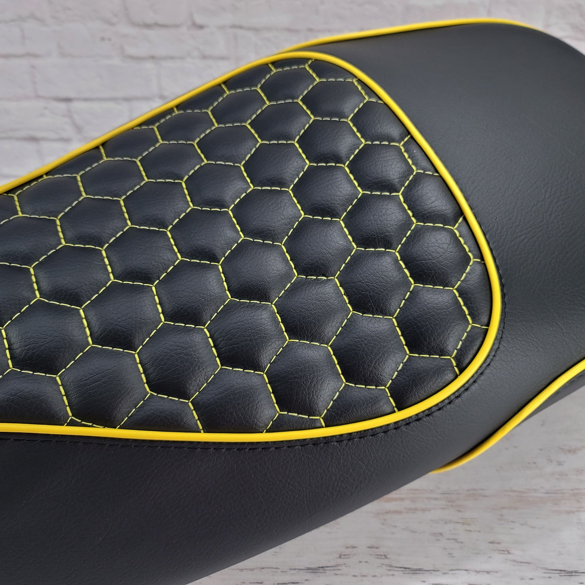 Vespa GTS hexagon seat cover stitching detail