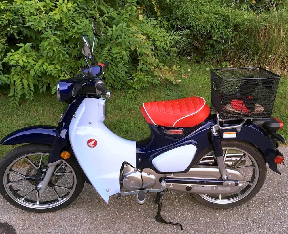 Honda Super Cub C125 red seat cover detail
