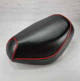 Honda Elite SA50 Black with Piping Seat Cover, handmade Honda Elite SA50 seat cover by Cheeky Seats, featured product view
