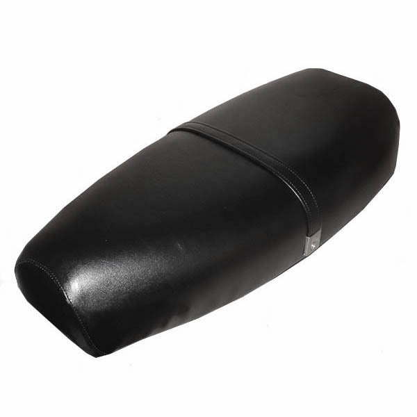 Classic minimalist black Genuine Stella seat cover with matching strap, handmade by Cheeky Seats