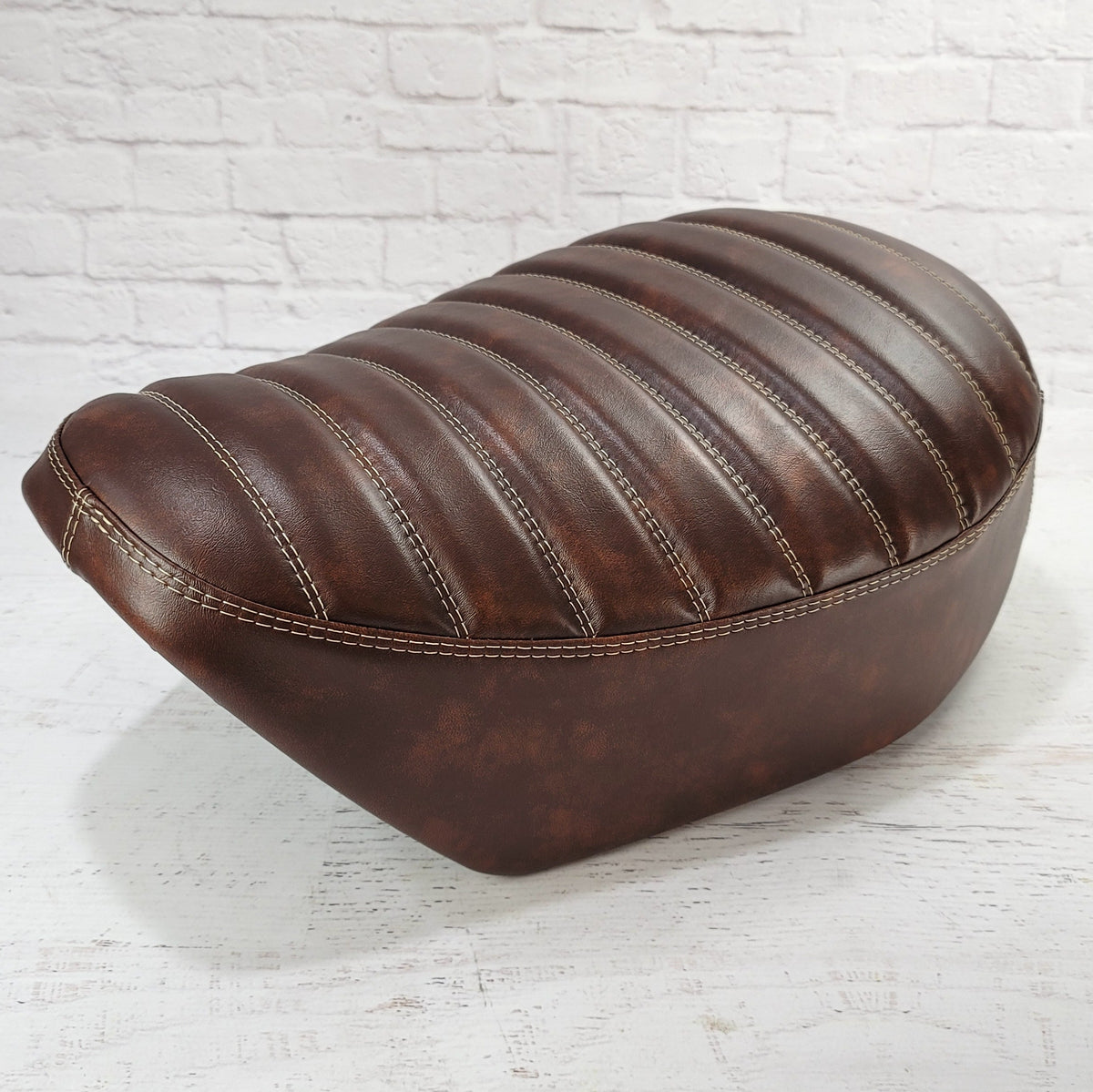 Honda Monkey padded Whiskey Brown tuck-and-roll seat cover