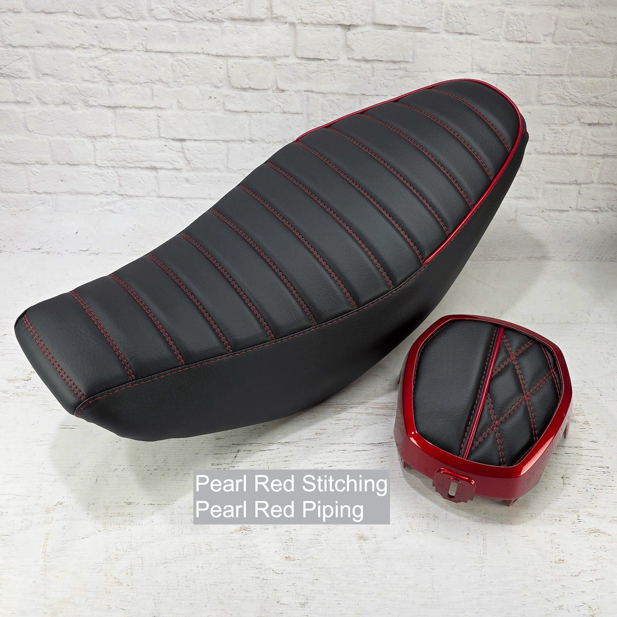 Honda Navi tuck-and-roll seat cover with Pearl Red piping