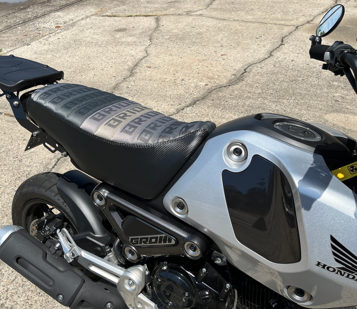 Ready to Ship! 2022-26 Honda Grom BRIDE Seat Cover, handmade Honda Grom seat cover by Cheeky Seats, product detail view 3