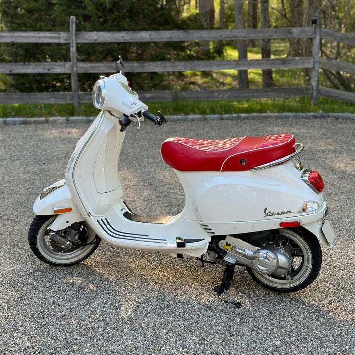 Vespa LX Red diamond seat cover by Cheeky Seats