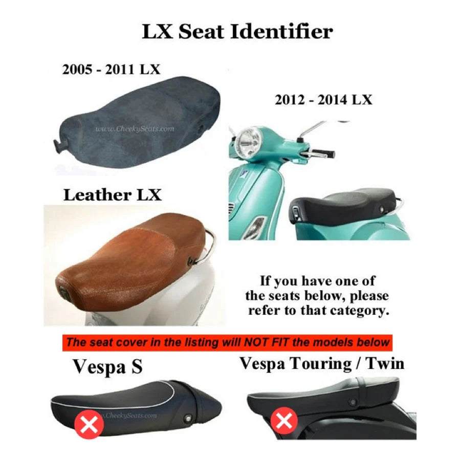 Vespa LX 50 / 125/ 150 Seat Cover Handmade Black and Red