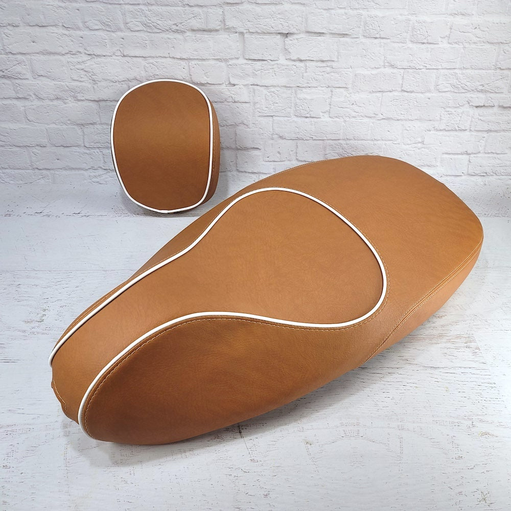 Vespa Sprint Primavera Seat Cover Golden Matte Saddle Tan French Seams