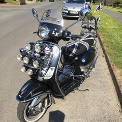 Vespa Sprint / Primavera Black and Gray Union Jack Seat Cover