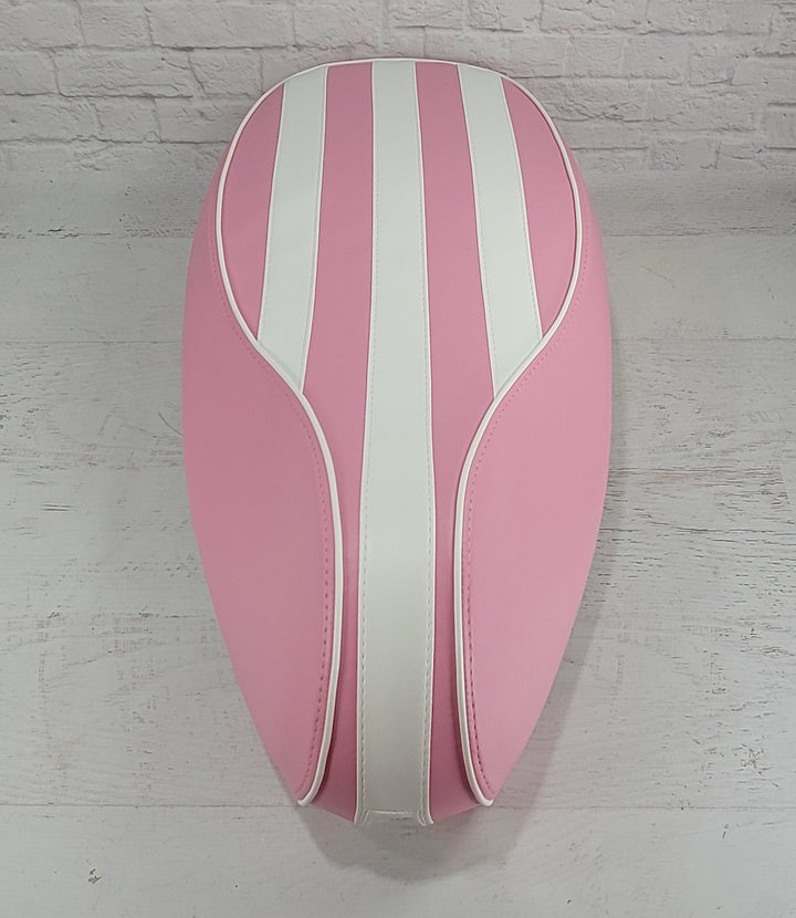 Vespa Sprint / Primavera Pink and White Stripes Seat Cover