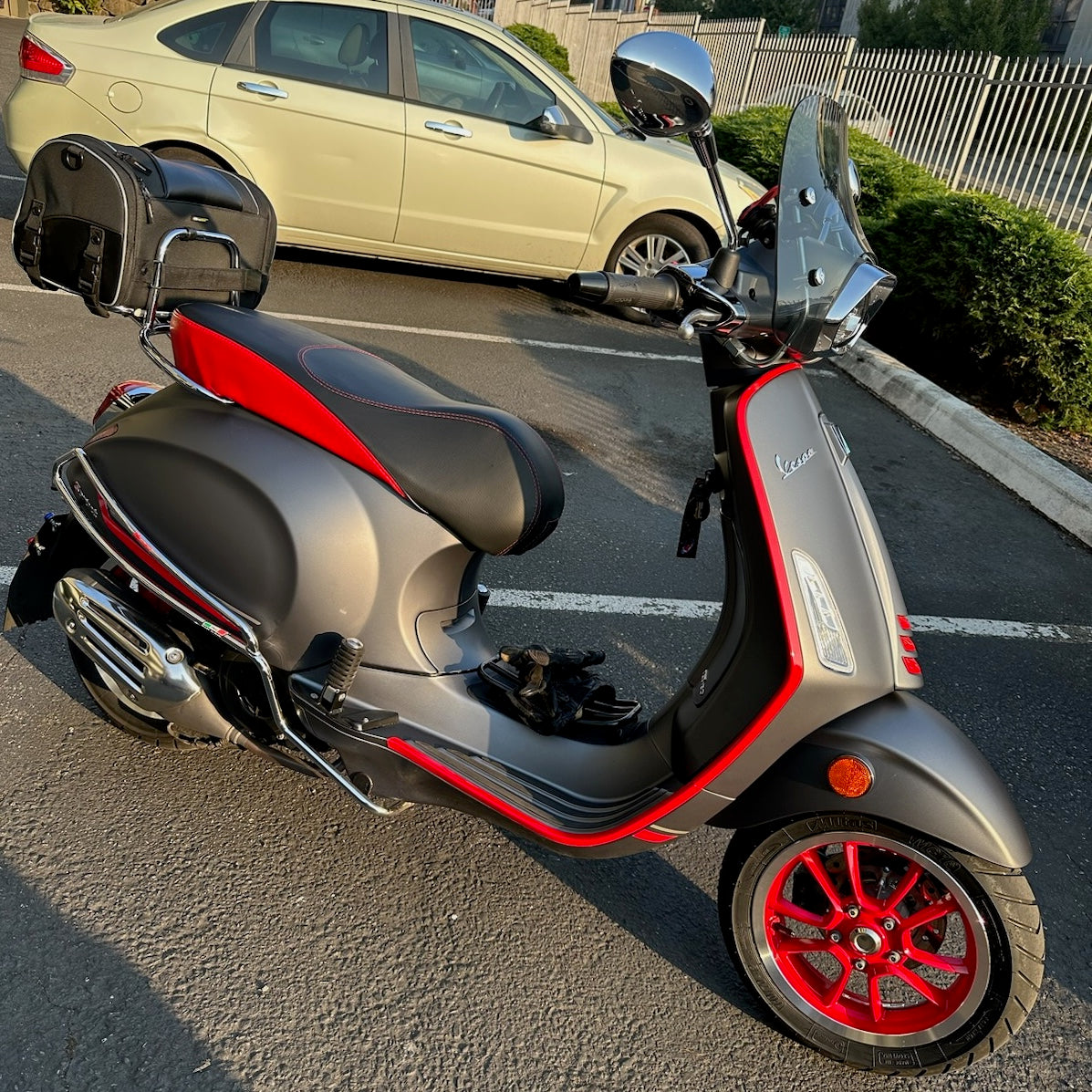 Vespa Sprint / Primavera Black with Piping Seat Cover by Cheeky Seats