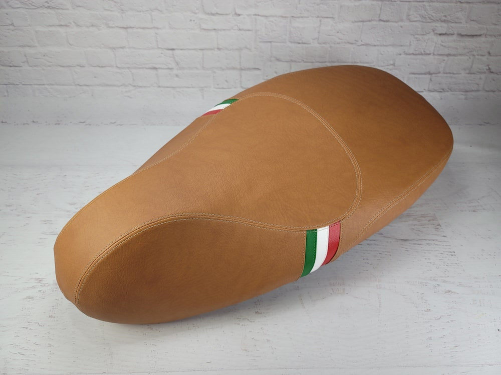 Vespa Sprint Primavera Seat Cover Golden Matte Saddle Tan French Seams