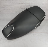 Vespa GT200 black seat cover with white piping
