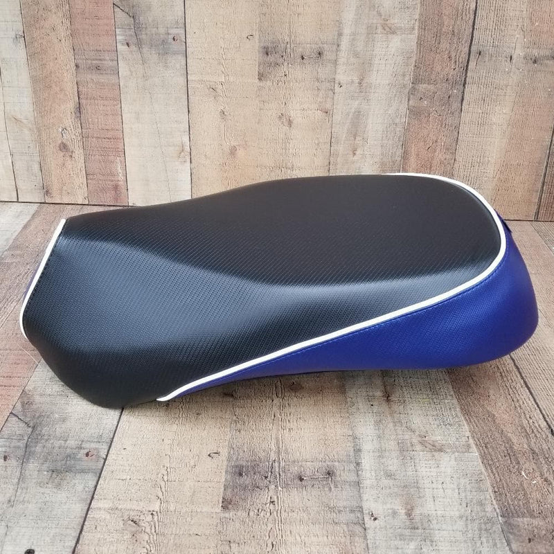 Sym Mio Seat Cover Black and Blue Carbon Fiber Cheeky Seats