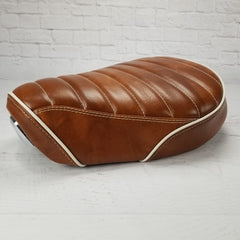 Honda Super Cub / Trail 125 Seat Cover Distressed Cognac Tuck and Roll