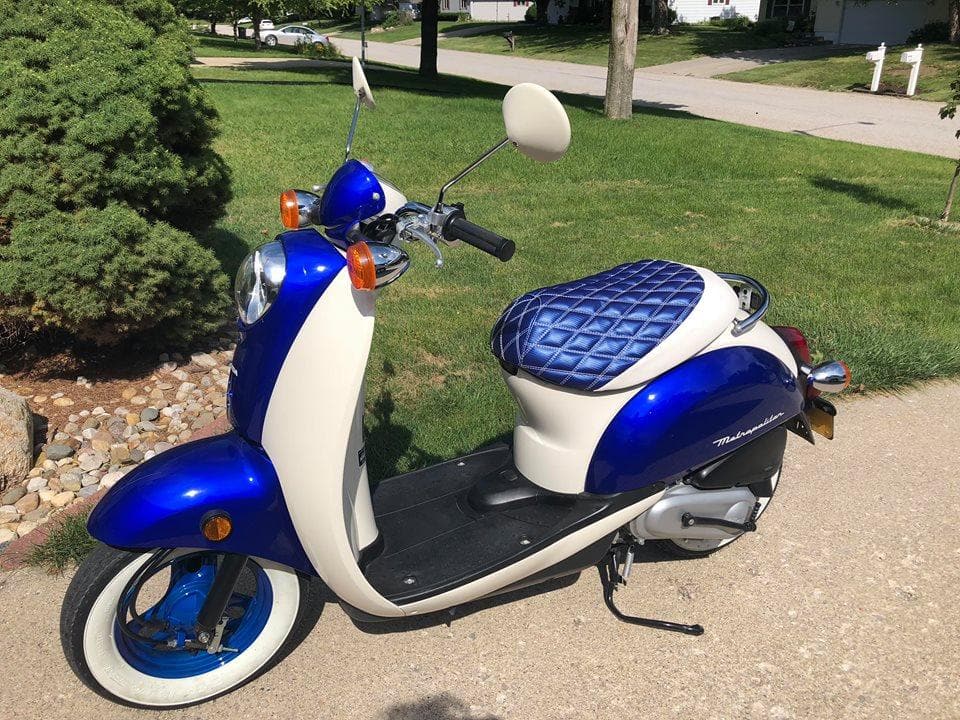 Honda Metropolitan Blue Diamond Seat Cover handmade